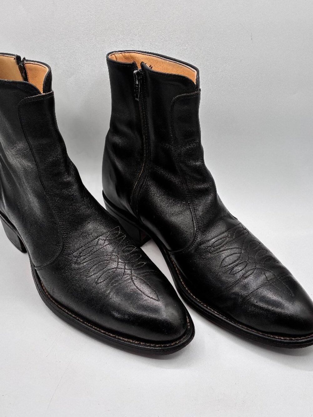 Vintage Levi's Black Western Side Zip Ankle Boots Men's US Size 10 M